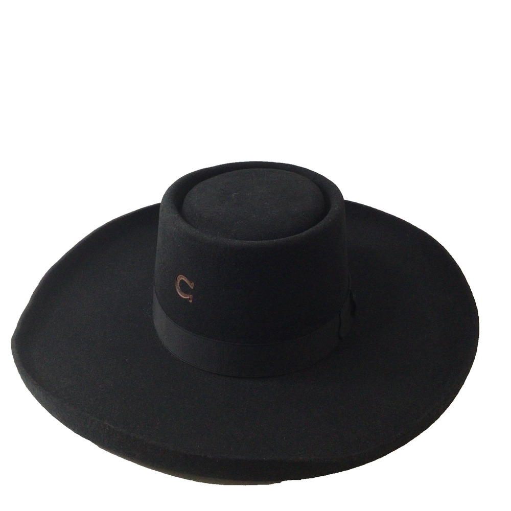Charlie 1 Horse Womens High Desert Wool Western Hat Black Size Small 6 3/4